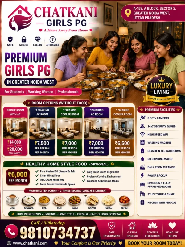 Modern Facilities – Fully Furnished Girls PG in Noida Extension
