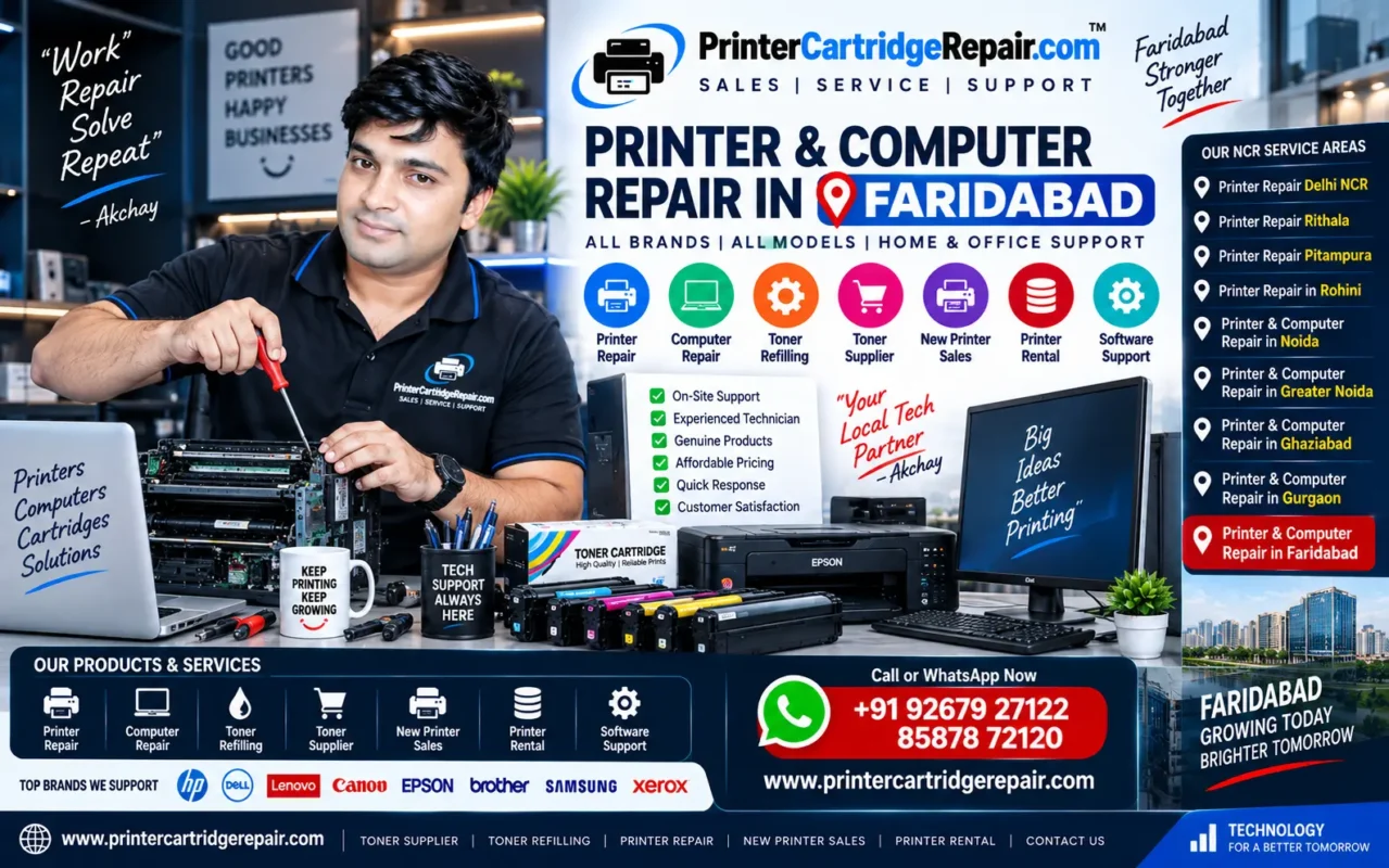 Printer and Computer Repair in Faridabad with toner cartridge and software support services
