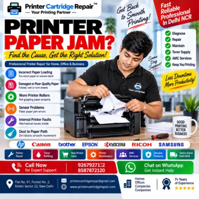 Printer paper jam problem and professional printer repair solution in Delhi NCR