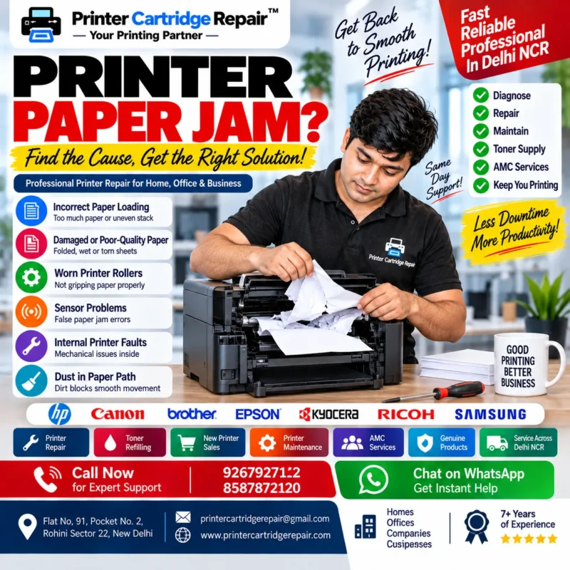 Printer paper jam problem and professional printer repair solution in Delhi NCR