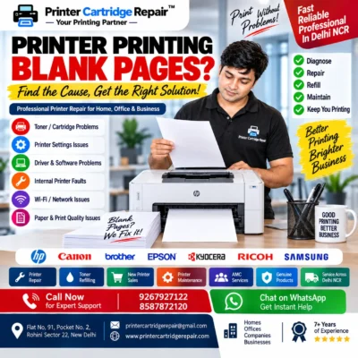 Printer printing blank pages problem with professional printer repair solution in Delhi NCR