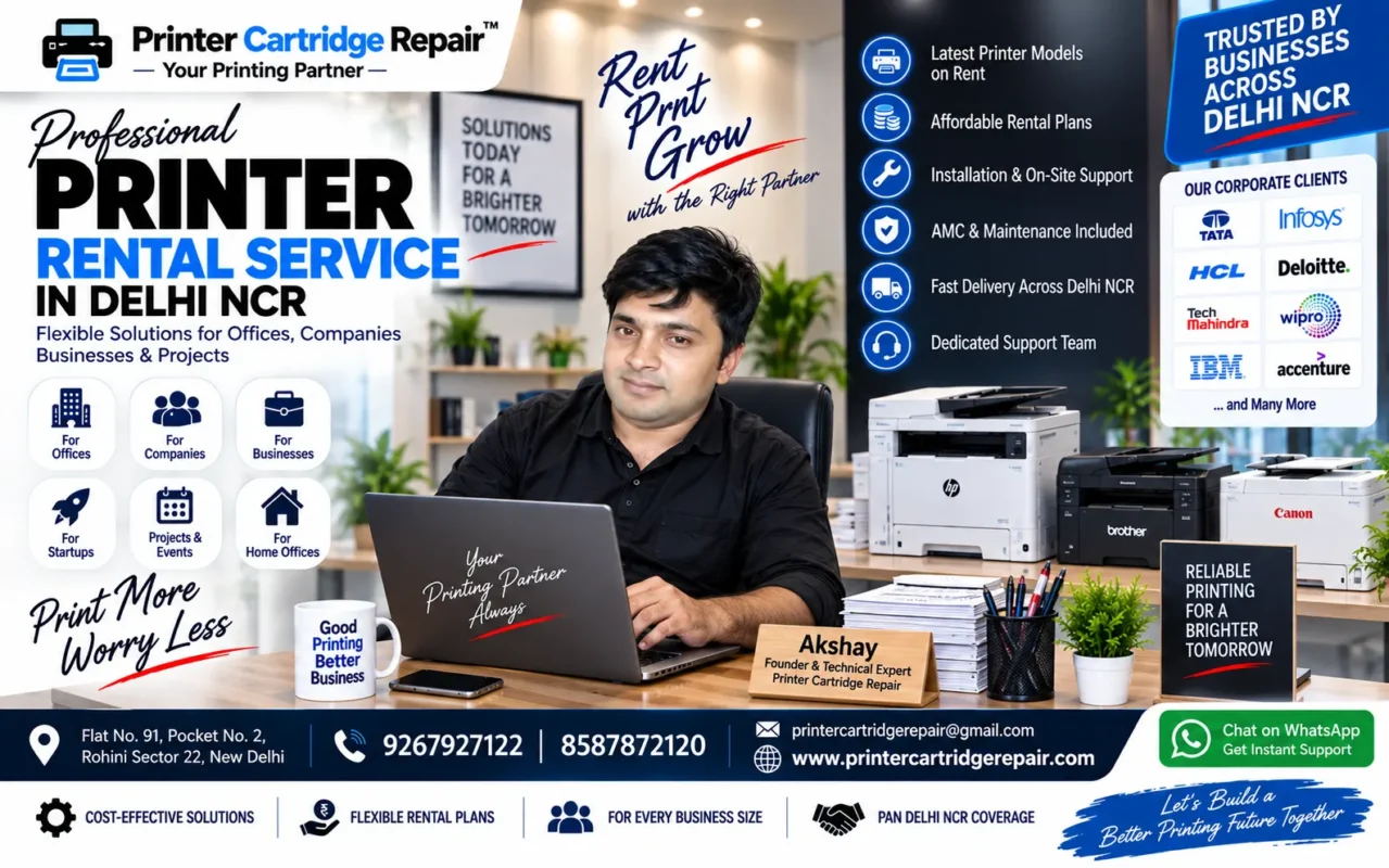 Professional printer rental service for offices, companies and businesses in Delhi NCR