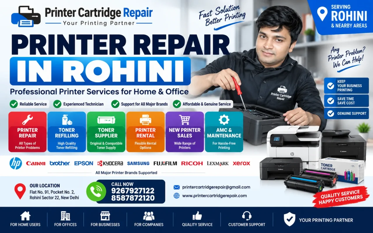 Professional printer technician providing printer repair service in Rohini Delhi
